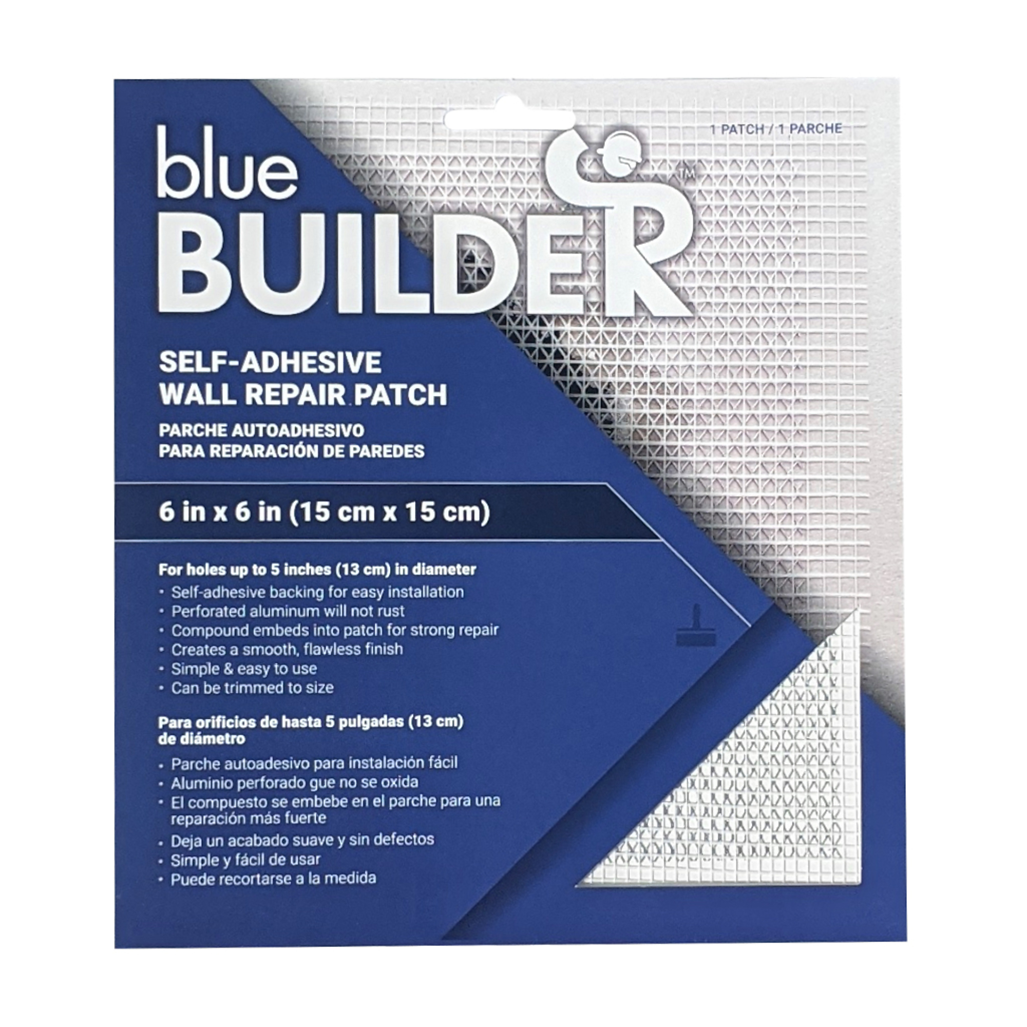 Blue Builder Drywall Repair Patches — 6in. x 6in., 10 Pcs, Aluminum Mesh, Model# WLRP66